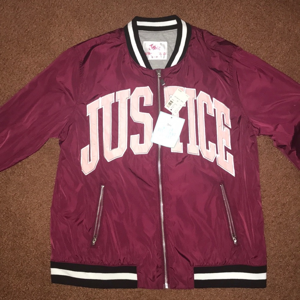 MAROON/BURGUNDY RAIN JACKET FROM JUSTICE BRAND NEW